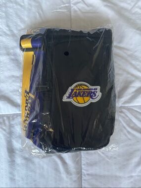 BRAND NEW Los Angeles Lakers Black Crossbody Bag with Purple & Gold Accents